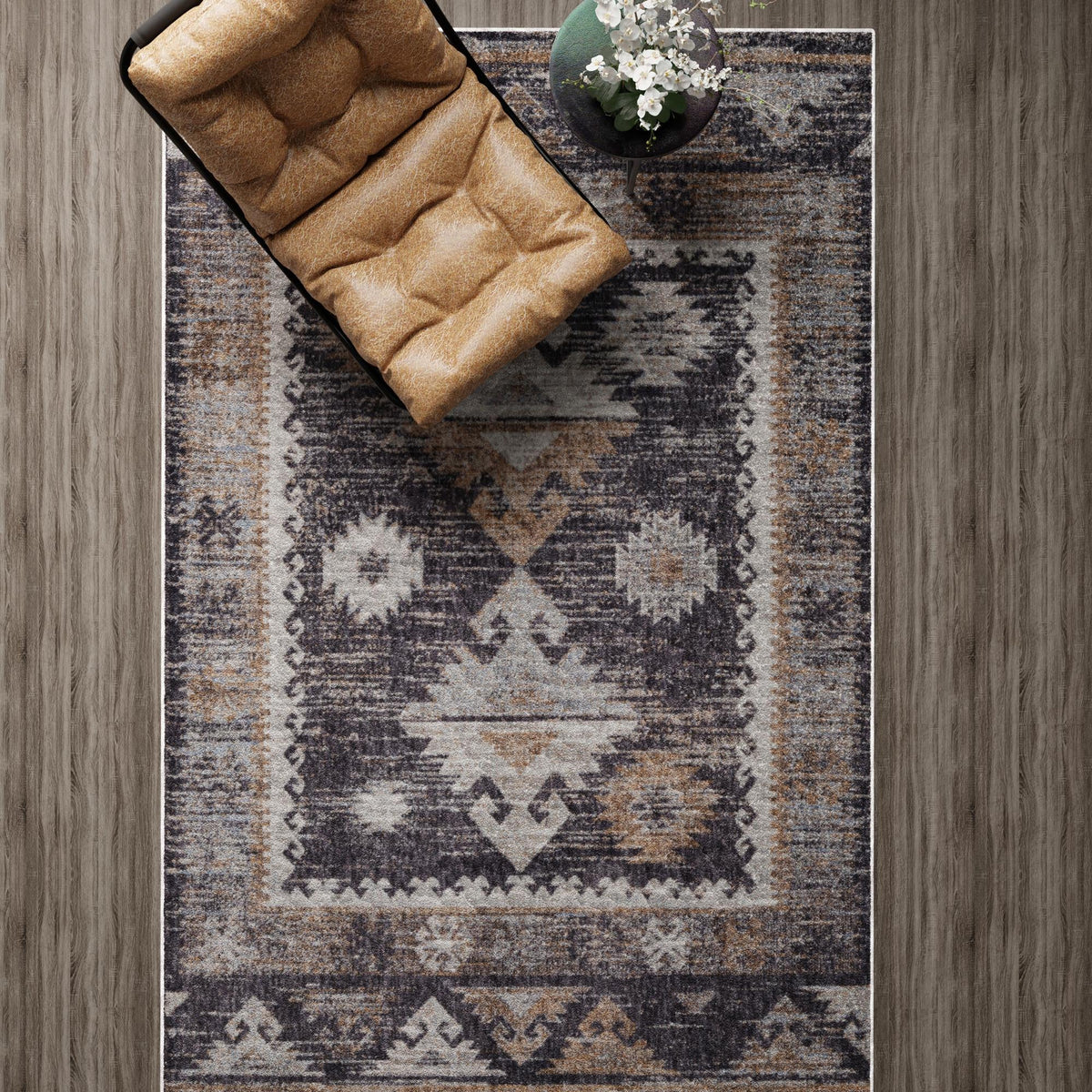 Desert Modern Eco Rug Series Collection Area Rug -  Mojave Rectangle Charcoal Gray  lifestyle 28