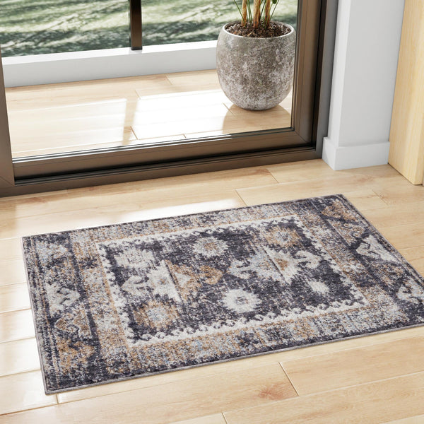 Desert Modern Eco Rug Series Collection Area Rug -  Mojave Rectangle Charcoal Gray  lifestyle 24