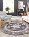 Desert Modern Eco Rug Series Collection Area Rug -  Mojave Round Charcoal Gray  lifestyle 43