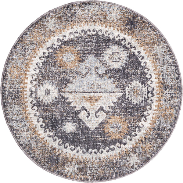 Desert Modern Eco Rug Series Collection Area Rug -  Mojave Round Charcoal Gray  lifestyle 37