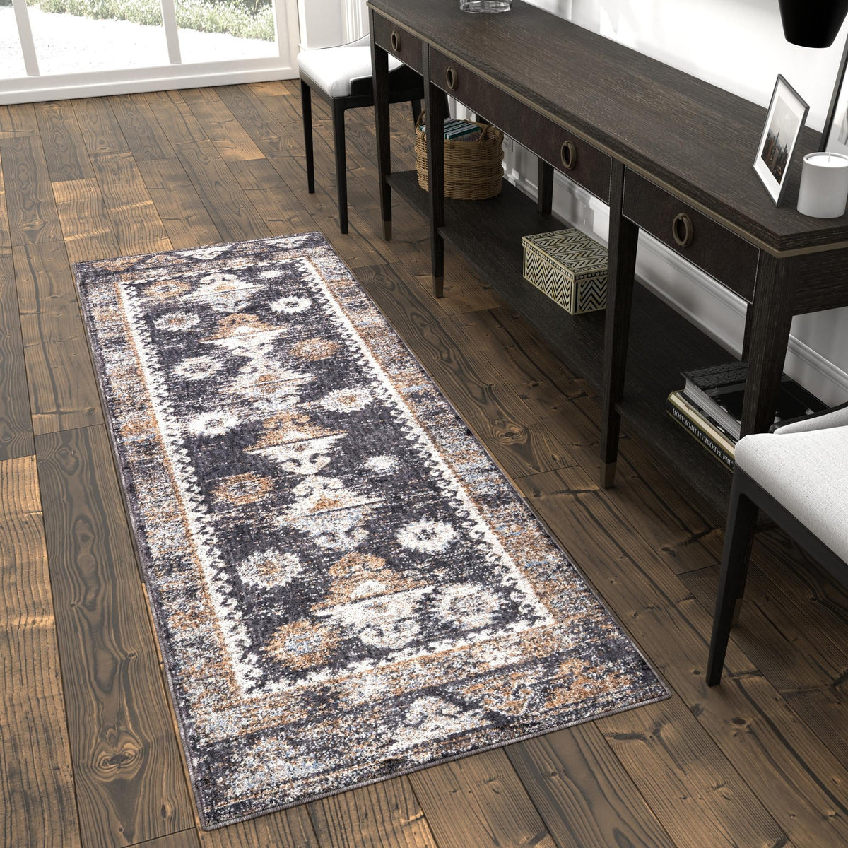 Desert Modern Eco Rug Series Collection Area Rug -  Mojave Runner Charcoal Gray  lifestyle 67