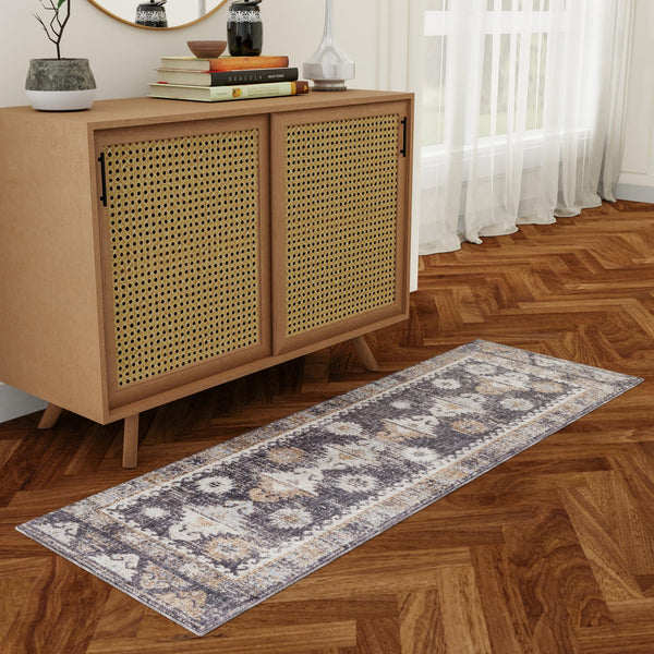 Desert Modern Eco Rug Series Collection Area Rug -  Mojave Runner Charcoal Gray  lifestyle 68