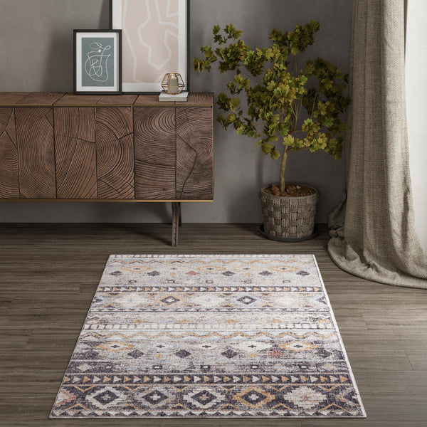 Desert Modern Eco Rug Series Collection Area Rug -  Sonora Rectangle Khaki Gray  lifestyle 20
