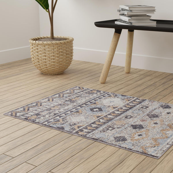 Desert Modern Eco Rug Series Collection Area Rug -  Sonora Rectangle Khaki Gray  lifestyle 26