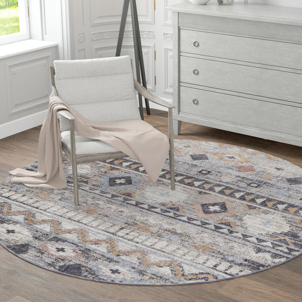 Desert Modern Eco Rug Series Collection Area Rug -  Sonora Round Khaki Gray  lifestyle 53