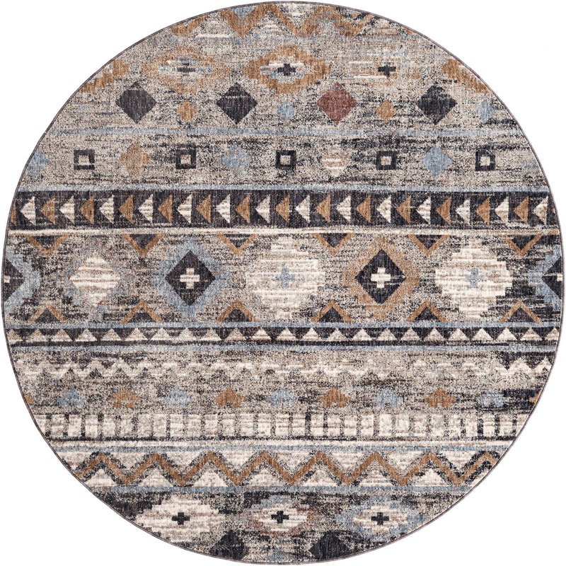 Desert Modern Eco Rug Series Collection Area Rug -  Sonora Round Khaki Gray  lifestyle 32