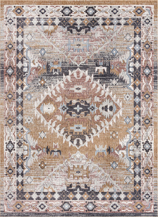 Desert Modern Eco Rug Series Collection Area Rug -  Navajo Rectangle Khaki Gray  lifestyle 2