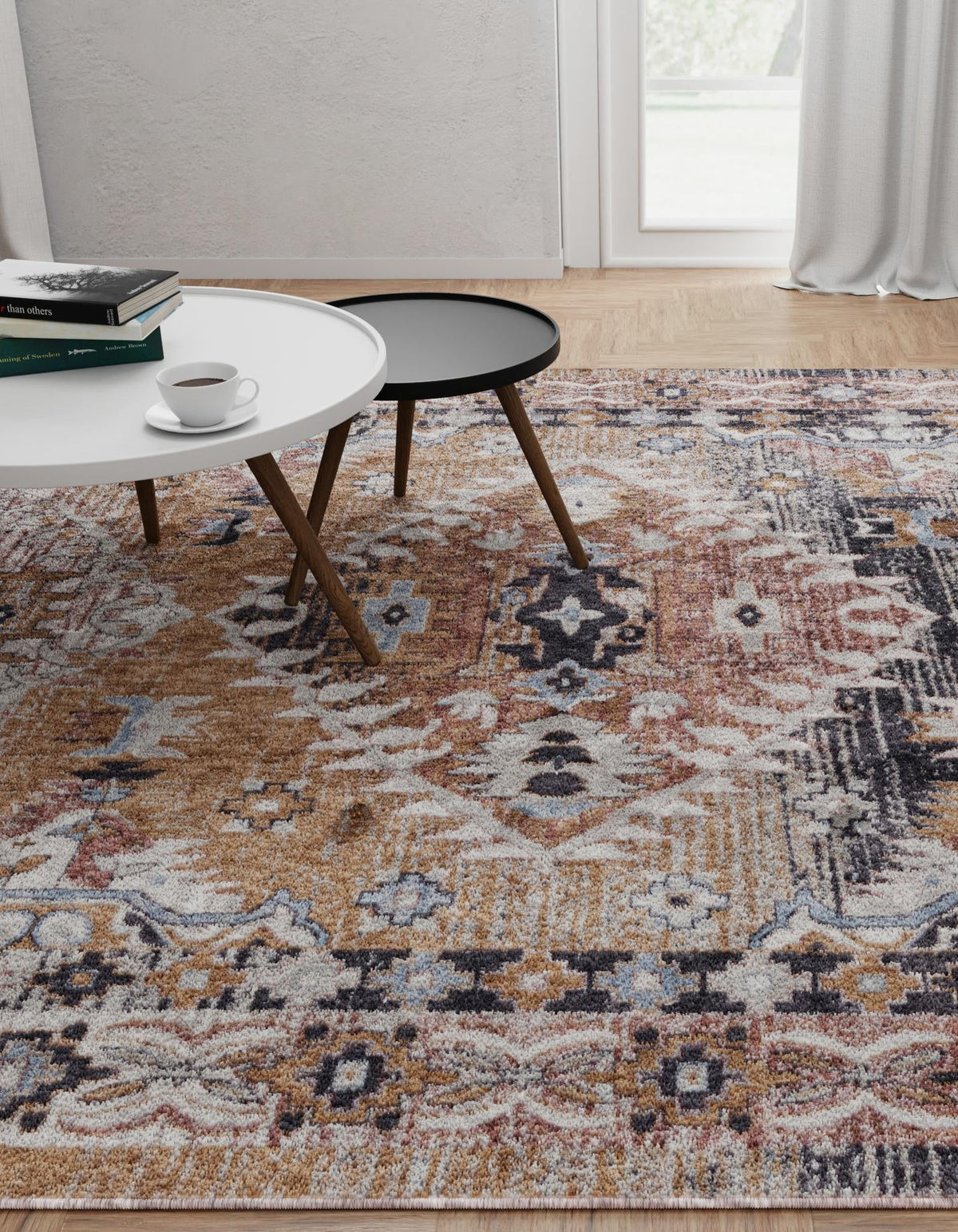 Desert Modern Eco Rug Series Collection Area Rug -  Navajo Rectangle Khaki Gray  lifestyle 16