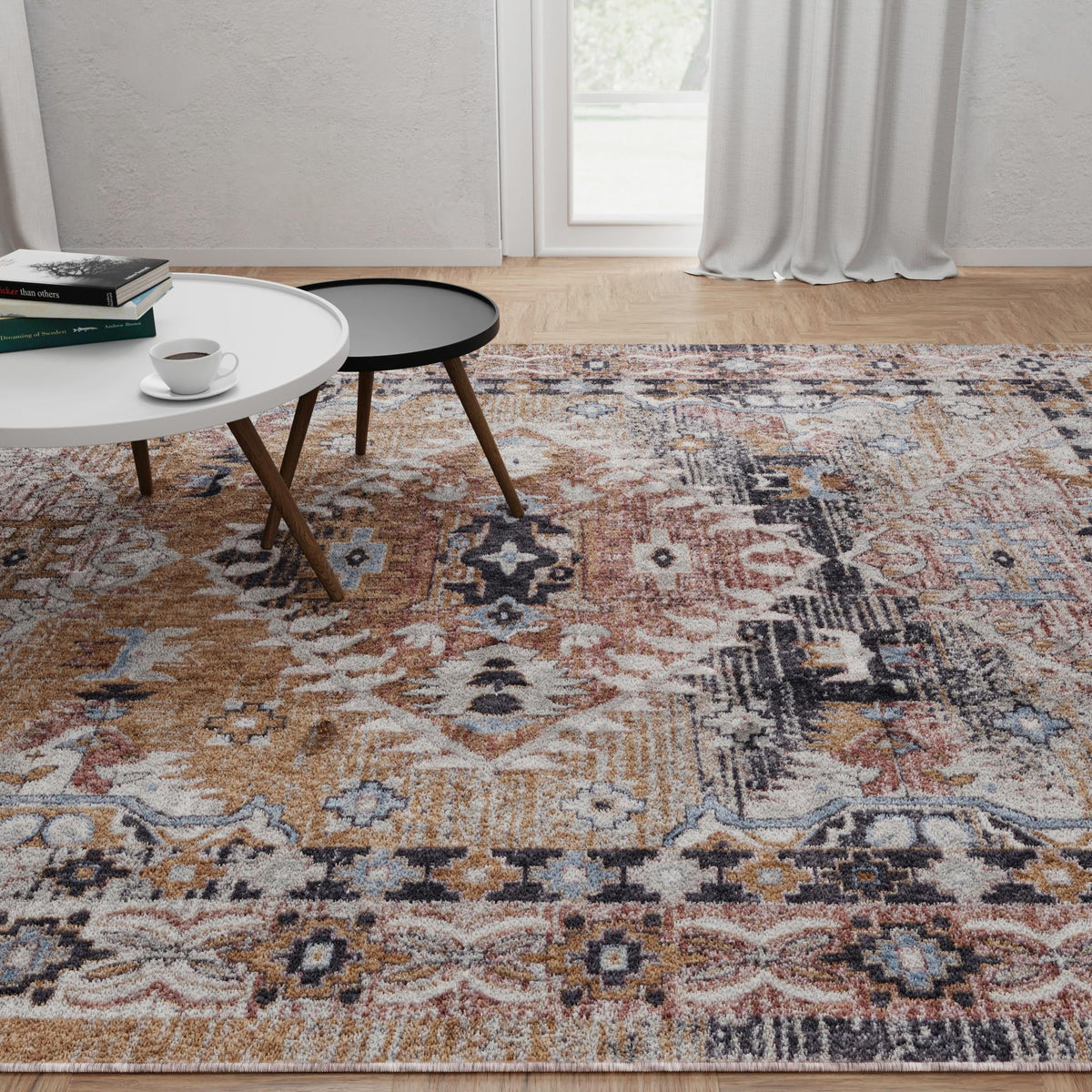 Desert Modern Eco Rug Series Collection Area Rug -  Navajo Rectangle Khaki Gray  lifestyle 30
