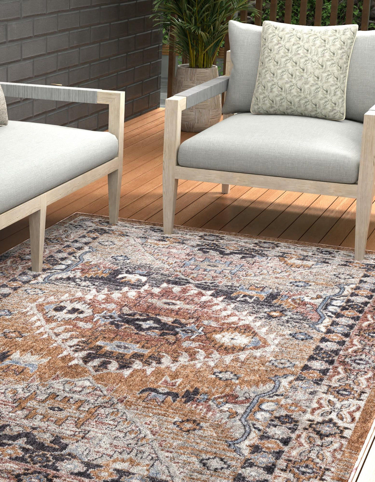 Desert Modern Eco Rug Series Collection Area Rug -  Navajo Rectangle Khaki Gray  lifestyle 20