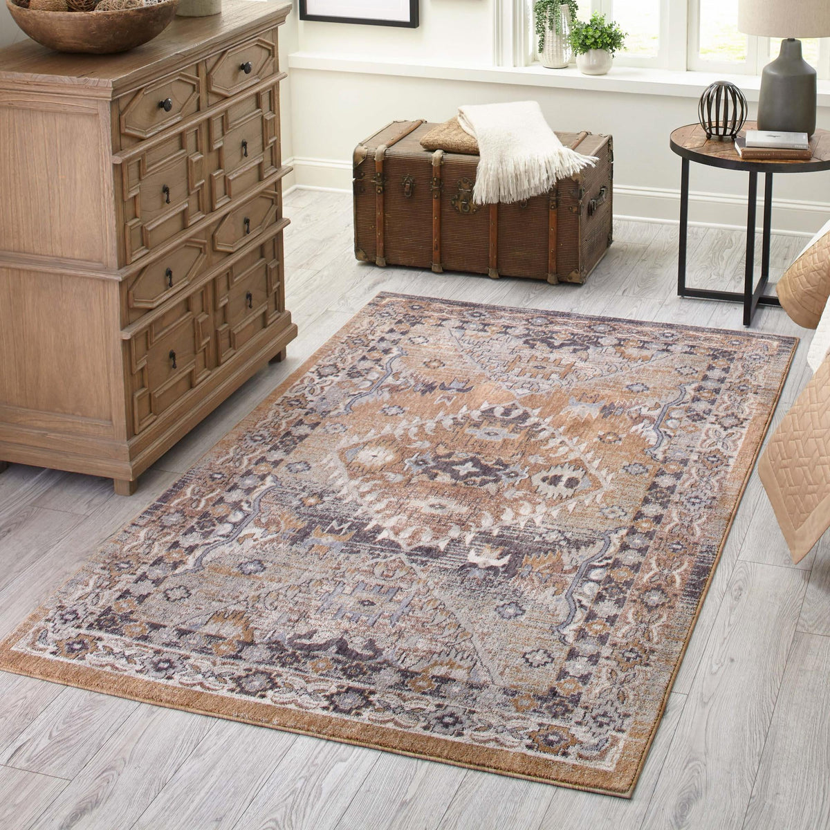 Desert Modern Eco Rug Series Collection Area Rug -  Navajo Rectangle Khaki Gray  lifestyle 22