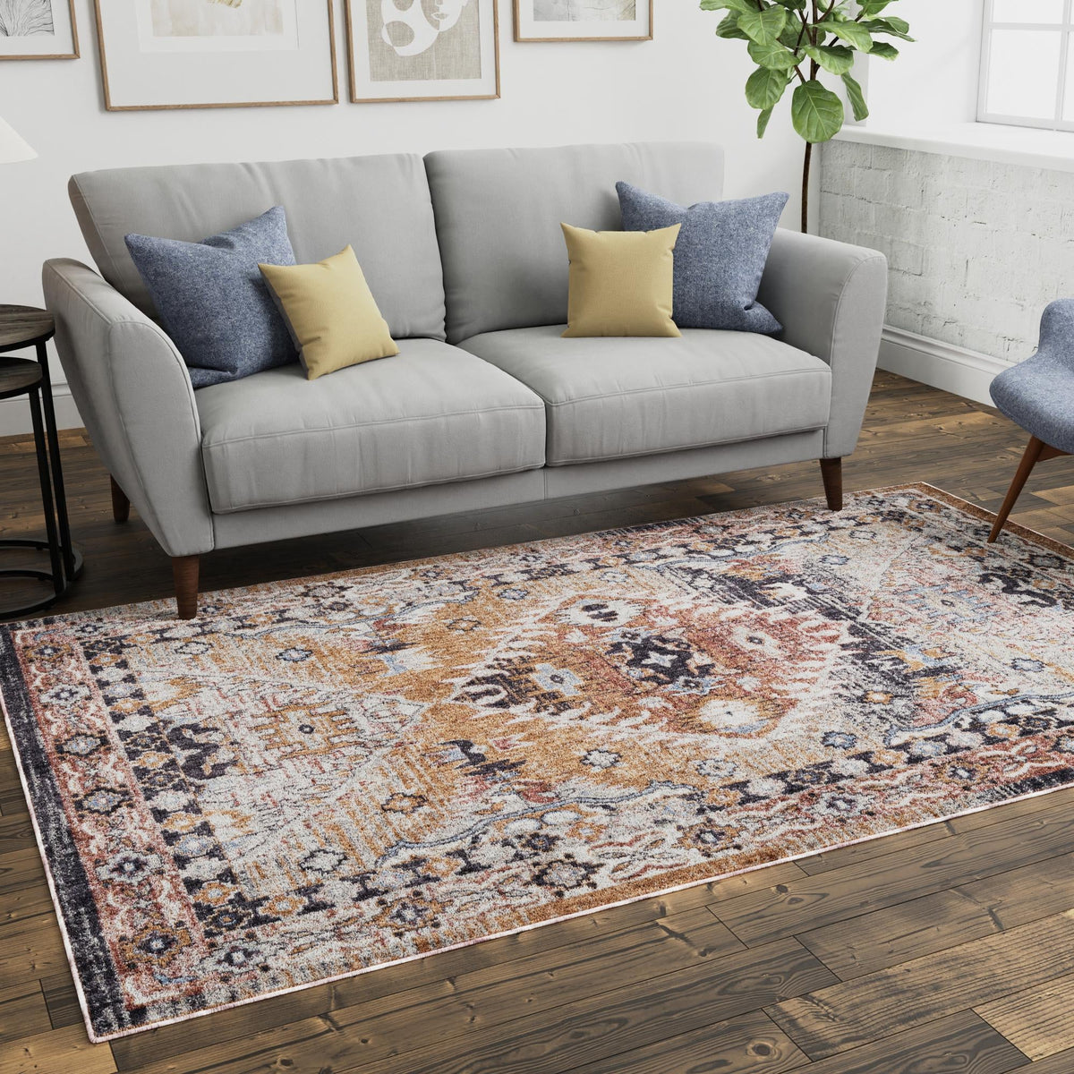 Desert Modern Eco Rug Series Collection Area Rug -  Navajo Rectangle Khaki Gray  lifestyle 28