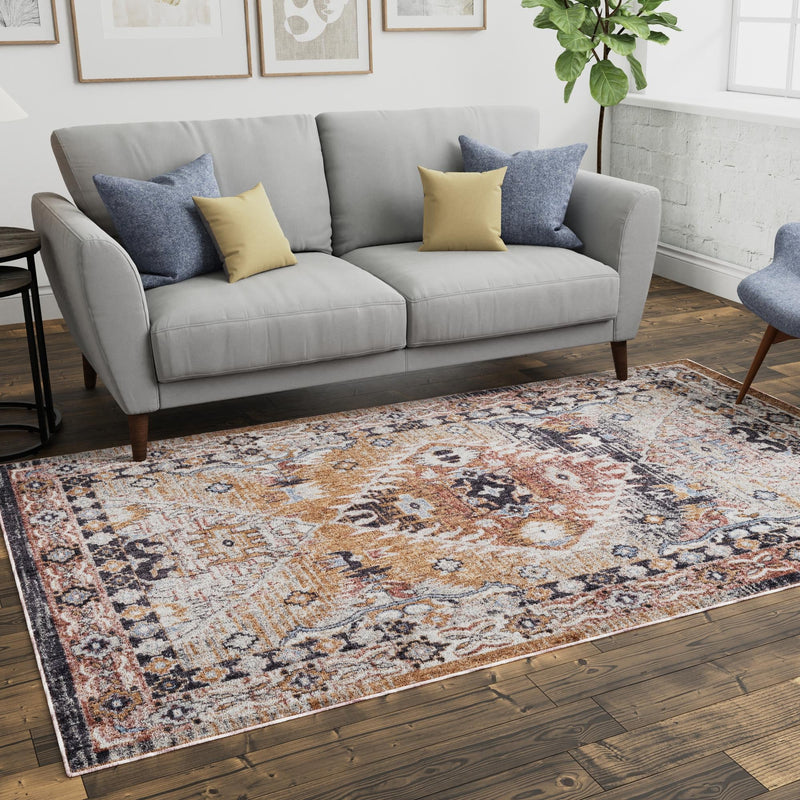Desert Modern Eco Rug Series Collection Area Rug -  Navajo Rectangle Khaki Gray  lifestyle 28