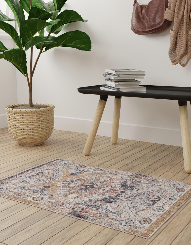 Desert Modern Eco Rug Series Collection Area Rug -  Navajo Rectangle Khaki Gray  lifestyle 6