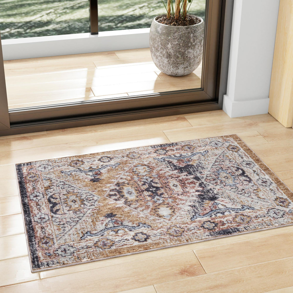 Desert Modern Eco Rug Series Collection Area Rug -  Navajo Rectangle Khaki Gray  lifestyle 23
