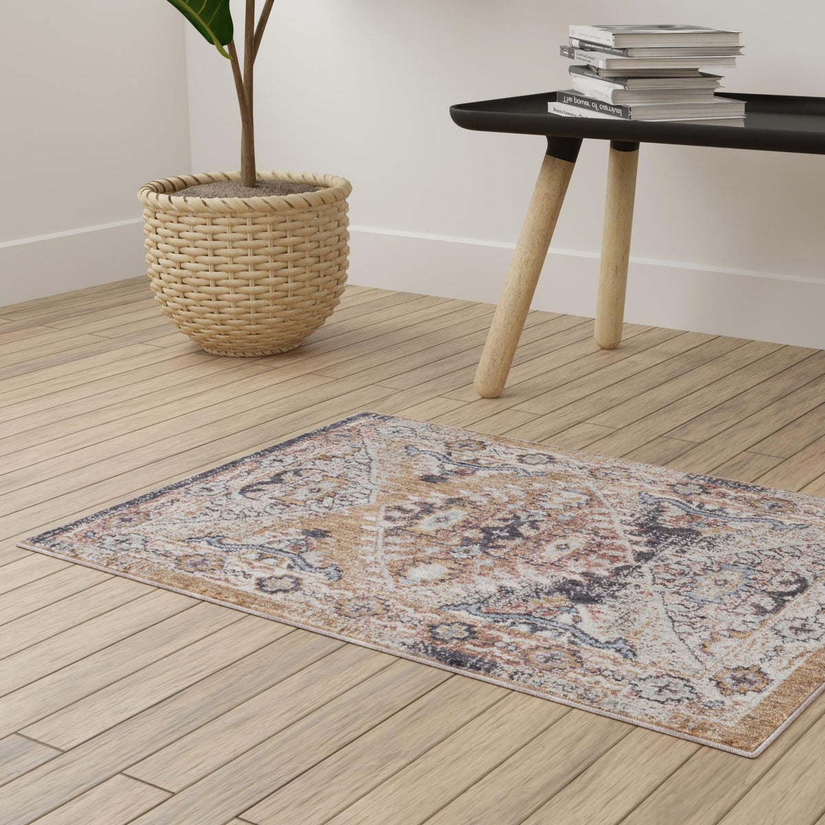 Desert Modern Eco Rug Series Collection Area Rug -  Navajo Rectangle Khaki Gray  lifestyle 25
