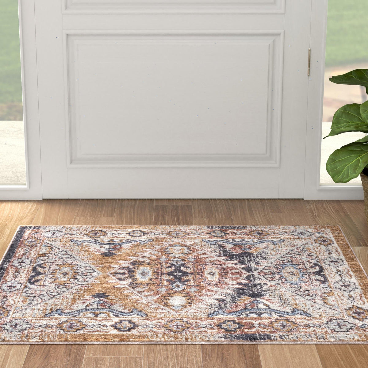 Desert Modern Eco Rug Series Collection Area Rug -  Navajo Rectangle Khaki Gray  lifestyle 32