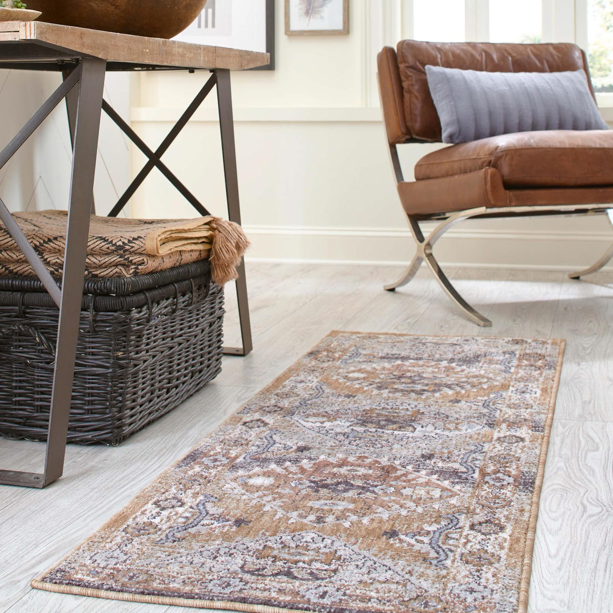 Desert Modern Eco Rug Series Collection Area Rug -  Navajo Runner Khaki Gray  lifestyle 61