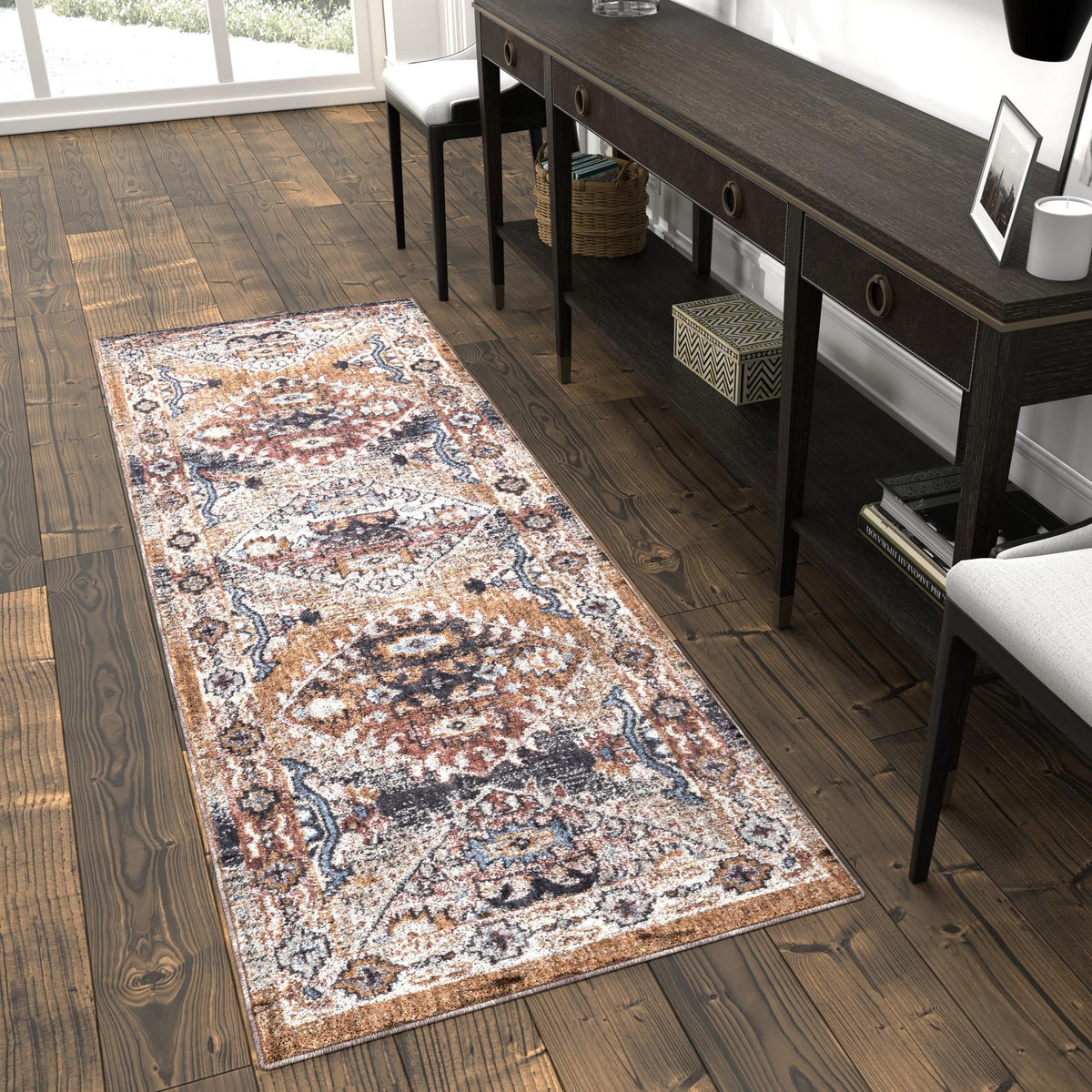 Desert Modern Eco Rug Series Collection Area Rug -  Navajo Runner Khaki Gray  lifestyle 67
