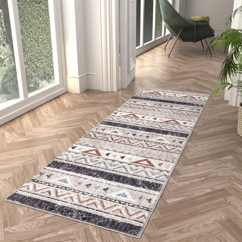 Desert Modern Eco Rug Series Collection Area Rug -  Arches Runner Gray  lifestyle 53