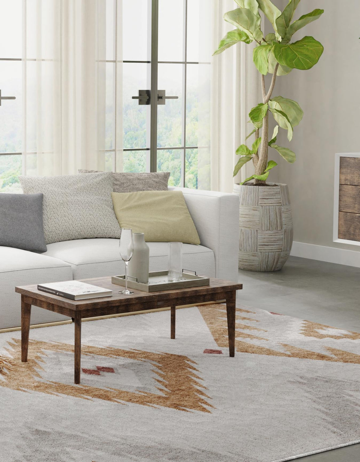 Desert Modern Eco Rug Series Collection Area Rug -  Zion Rectangle Ivory  lifestyle 13