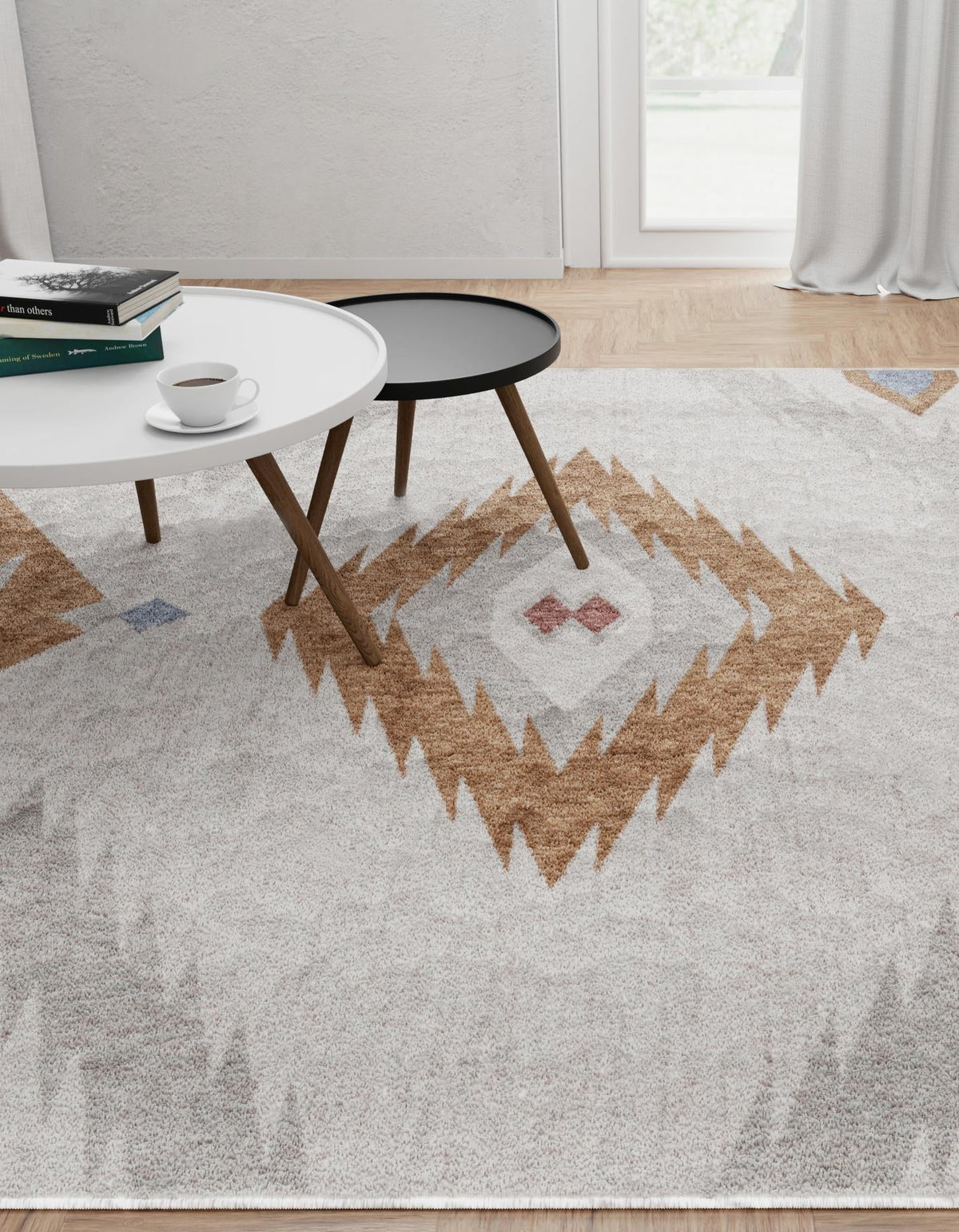 Desert Modern Eco Rug Series Collection Area Rug -  Zion Rectangle Ivory  lifestyle 16