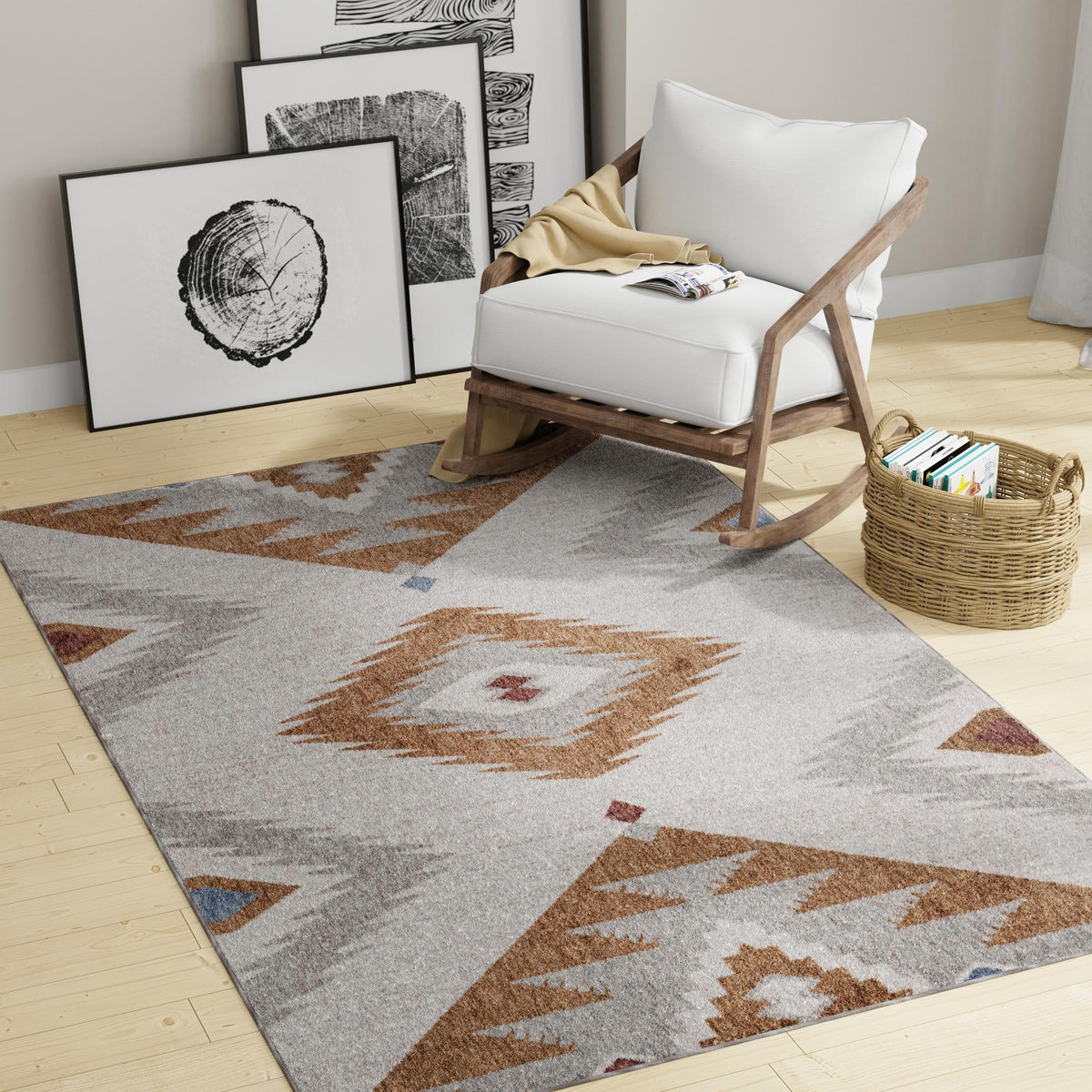 Desert Modern Eco Rug Series Collection Area Rug -  Zion Rectangle Ivory  lifestyle 19