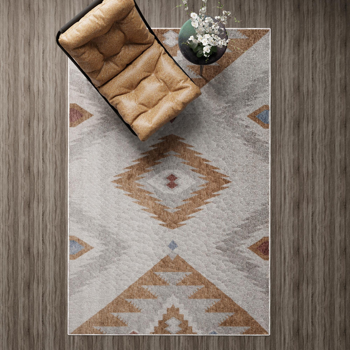 Desert Modern Eco Rug Series Collection Area Rug -  Zion Rectangle Ivory  lifestyle 23