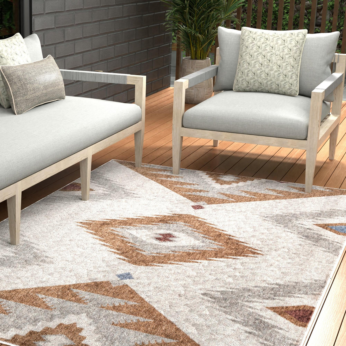 Desert Modern Eco Rug Series Collection Area Rug -  Zion Rectangle Ivory  lifestyle 24