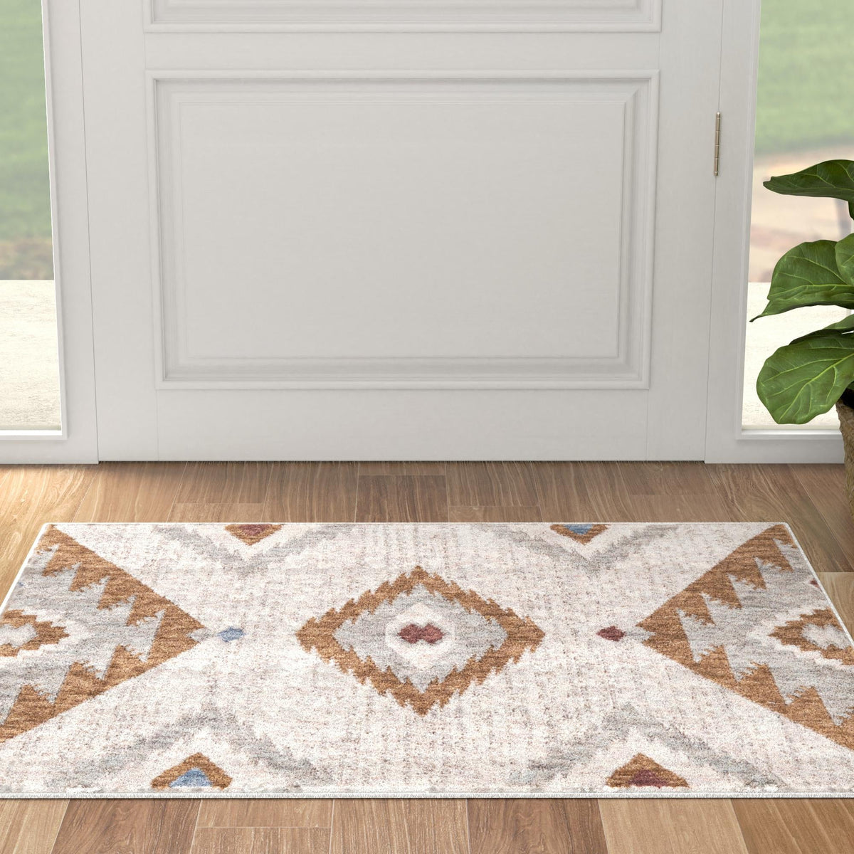 Desert Modern Eco Rug Series Collection Area Rug -  Zion Rectangle Ivory  lifestyle 22