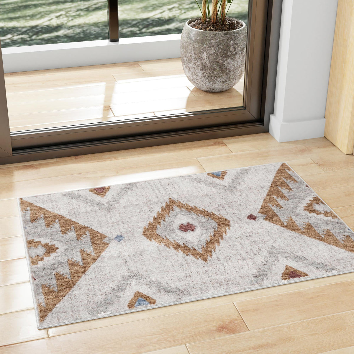 Desert Modern Eco Rug Series Collection Area Rug -  Zion Rectangle Ivory  lifestyle 25