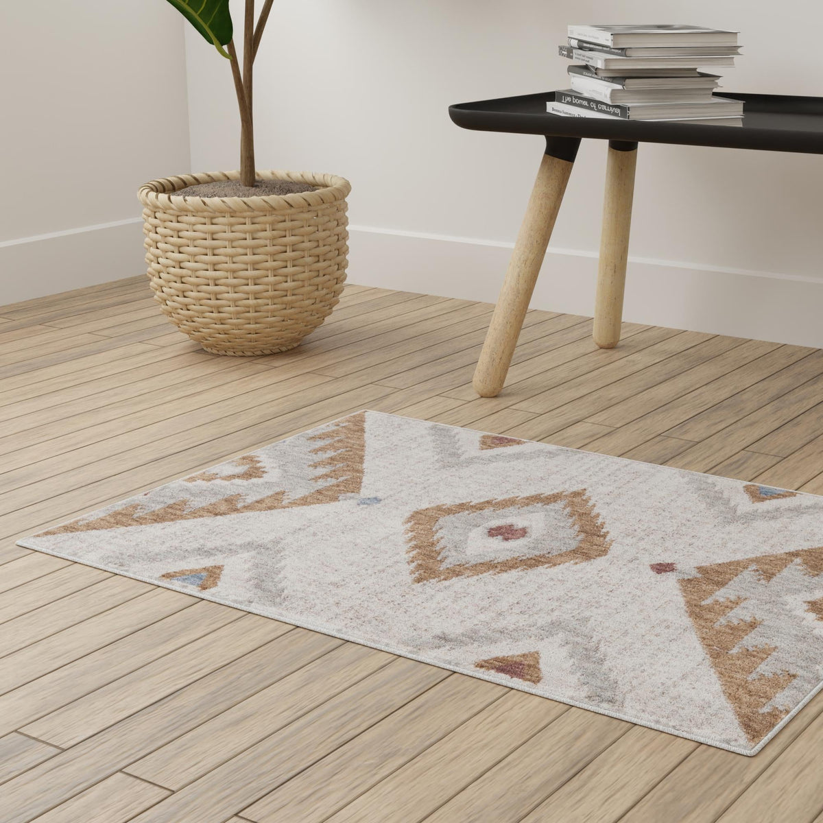 Desert Modern Eco Rug Series Collection Area Rug -  Zion Rectangle Ivory  lifestyle 27