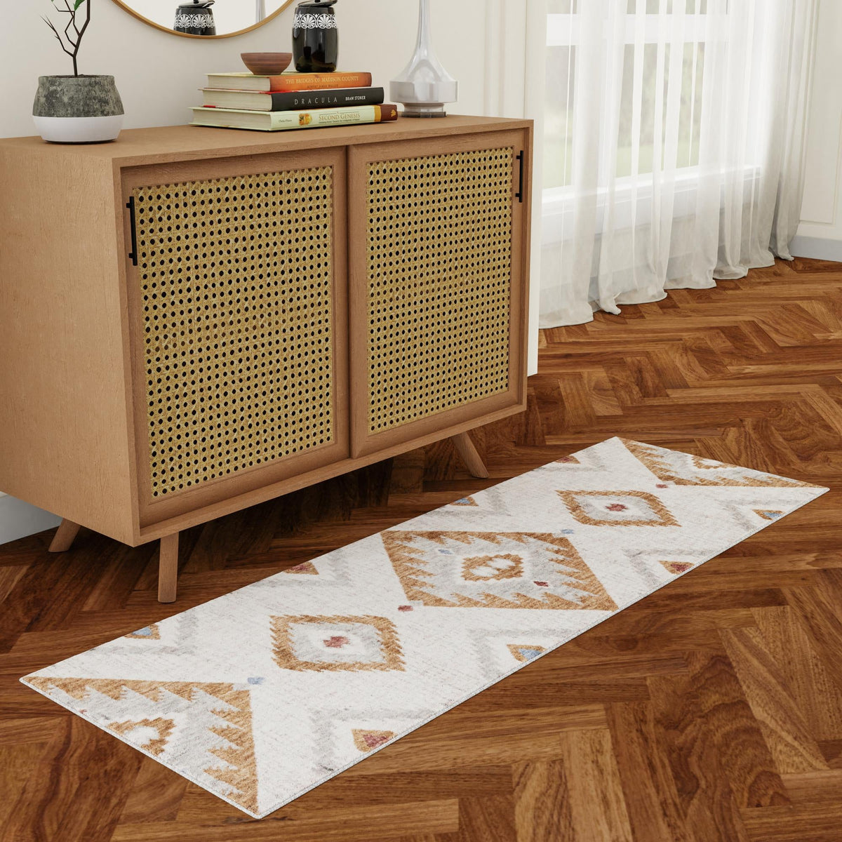 Desert Modern Eco Rug Series Collection Area Rug -  Zion Runner Ivory  lifestyle 49