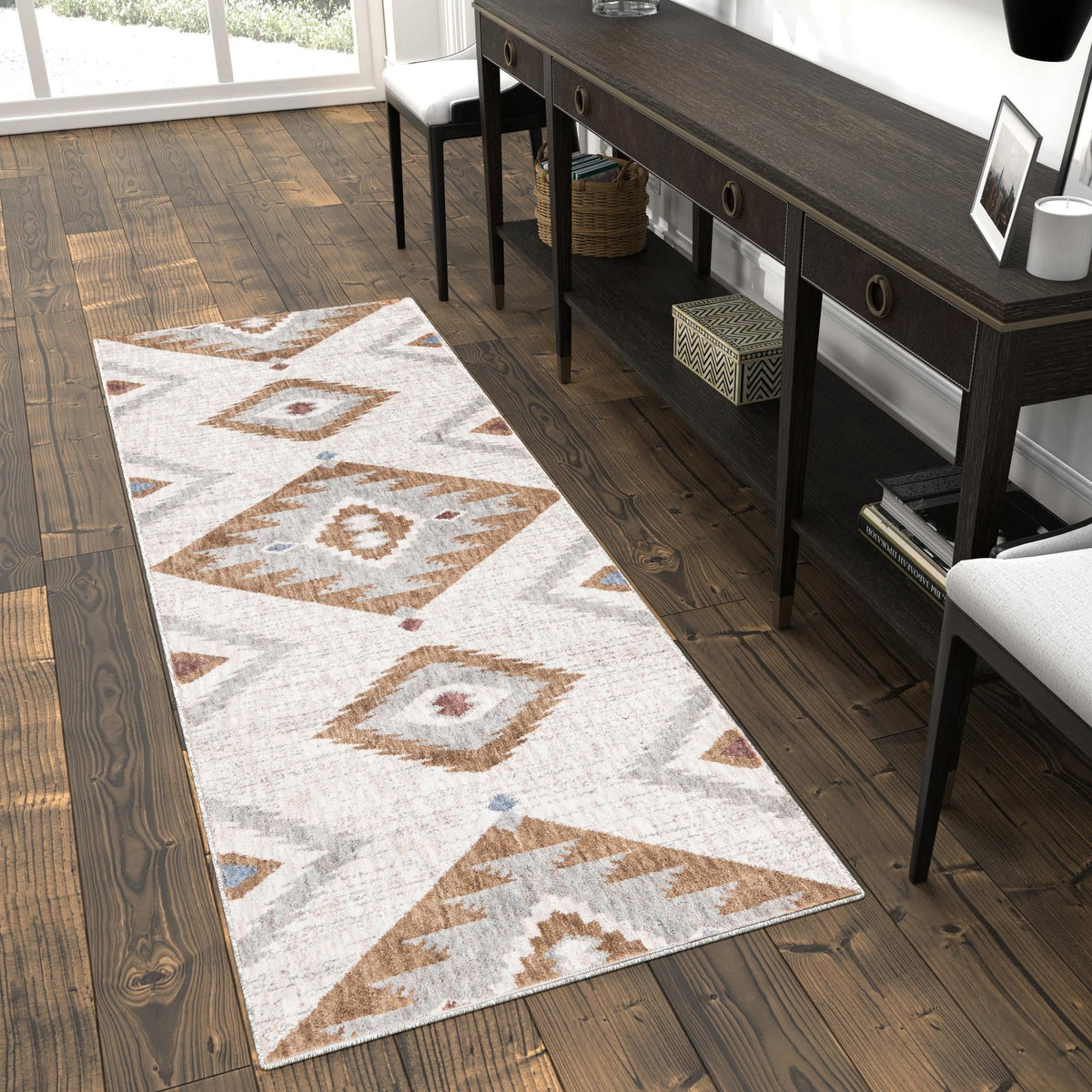 Desert Modern Eco Rug Series Collection Area Rug -  Zion Runner Ivory  lifestyle 51