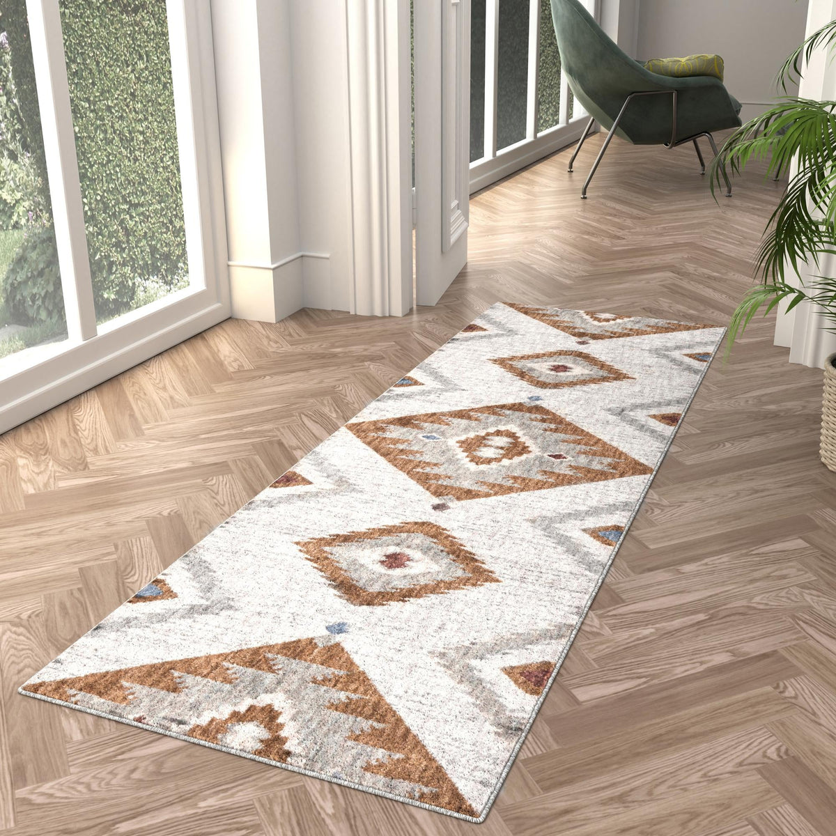 Desert Modern Eco Rug Series Collection Area Rug -  Zion Runner Ivory  lifestyle 53