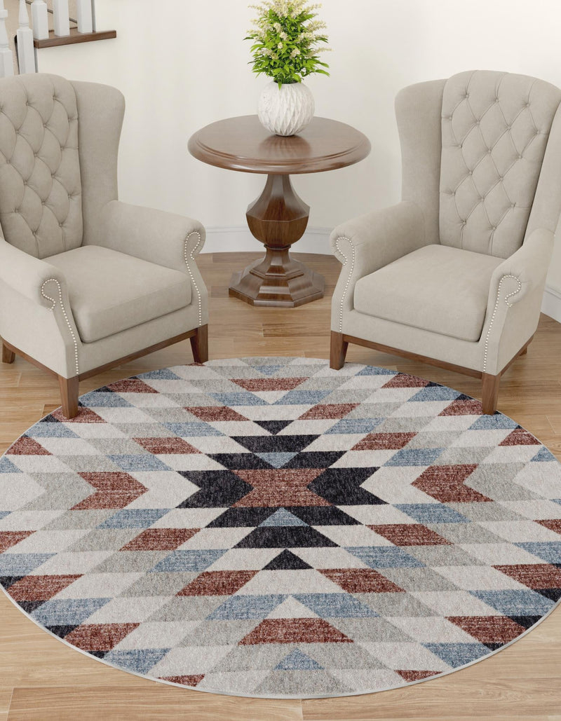 Desert Modern Eco Rug Series Collection Area Rug - Sedona Round Multi  lifestyle 35
