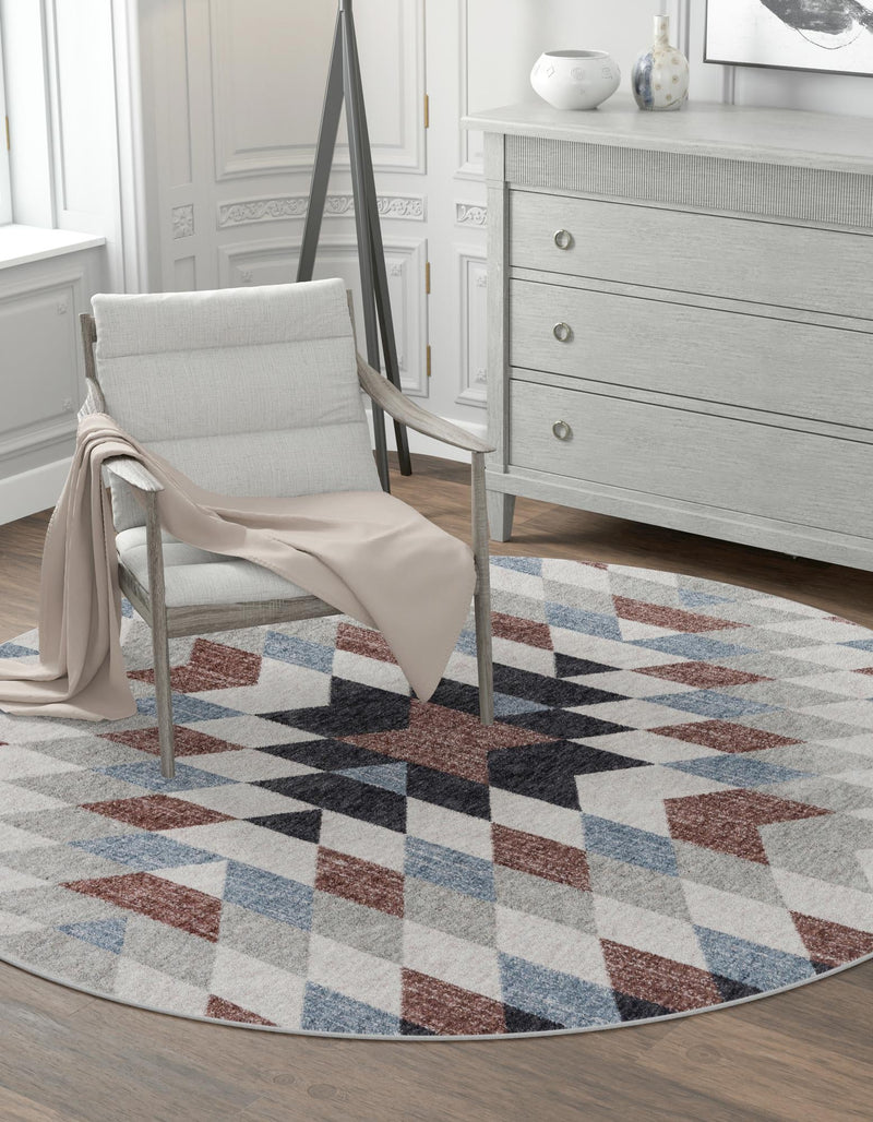 Desert Modern Eco Rug Series Collection Area Rug - Sedona Round Multi  lifestyle 51