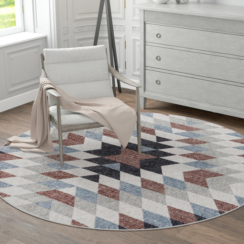 Desert Modern Eco Rug Series Collection Area Rug - Sedona Round Multi  lifestyle 60