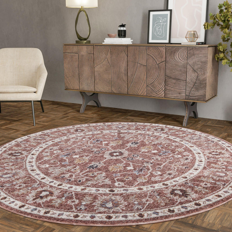 Heritage Harbor Collection Area Rug - Maritime Round Dusty Rose  lifestyle 155