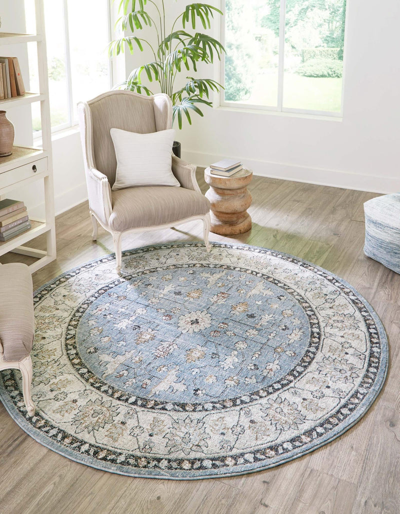 Heritage Harbor Collection Area Rug - Maritime Round Harbor Blue  lifestyle 136