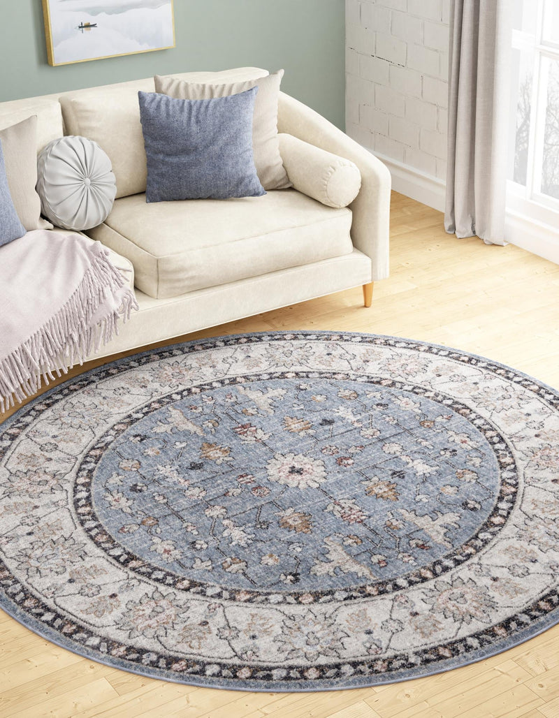 Heritage Harbor Collection Area Rug - Maritime Round Harbor Blue  lifestyle 174