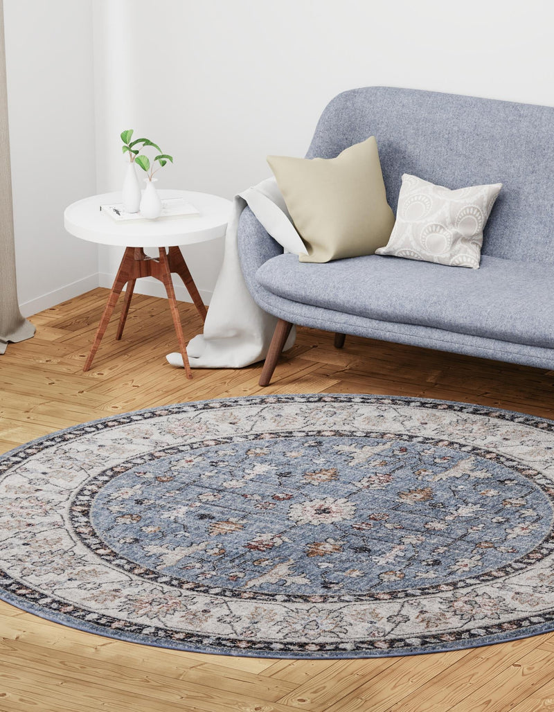 Heritage Harbor Collection Area Rug - Maritime Round Harbor Blue  lifestyle 178