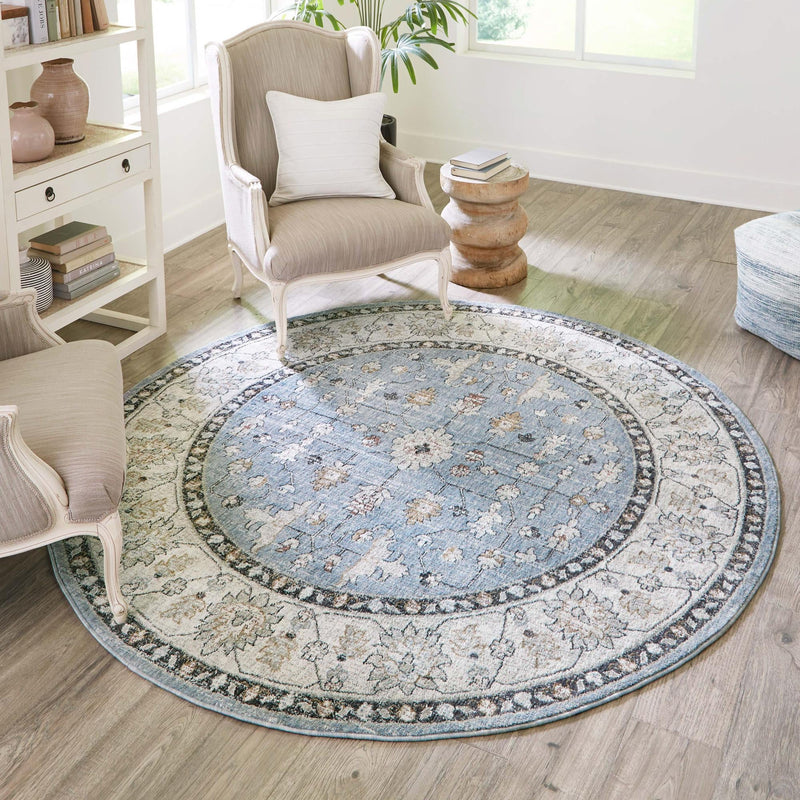 Heritage Harbor Collection Area Rug - Maritime Round Harbor Blue  lifestyle 188