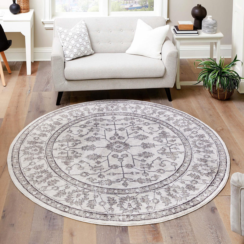 Heritage Harbor Collection Area Rug - Maritime Round Ivory  lifestyle 191