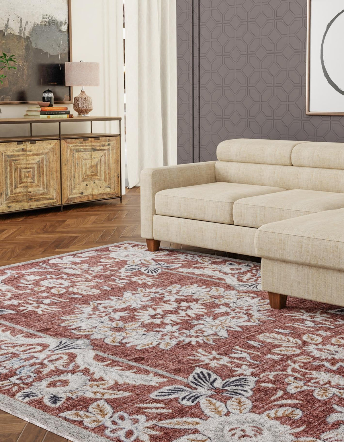 Heritage Harbor Collection Area Rug -  Seabreeze Rectangle Dusty Rose  lifestyle 40