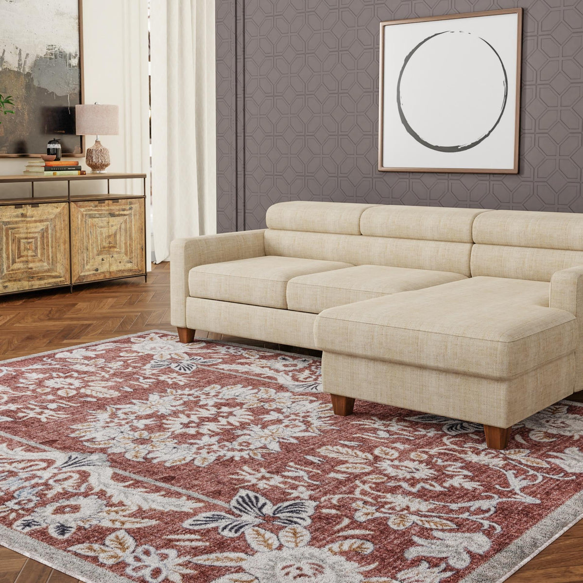 Heritage Harbor Collection Area Rug -  Seabreeze Rectangle Dusty Rose  lifestyle 79