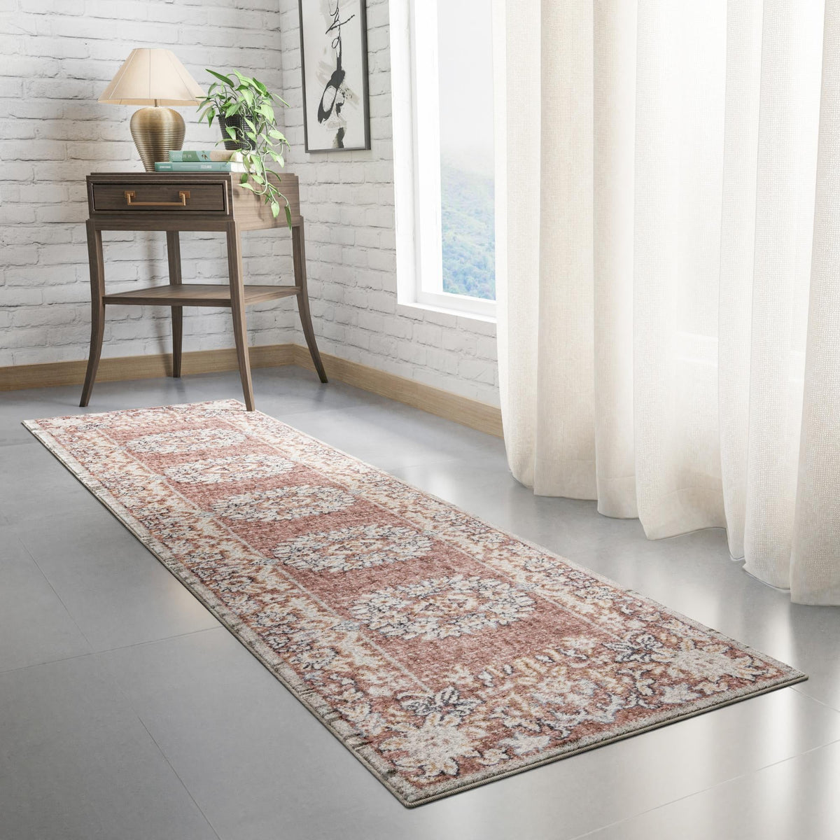 Heritage Harbor Collection Area Rug -  Seabreeze Runner Dusty Rose  lifestyle 152