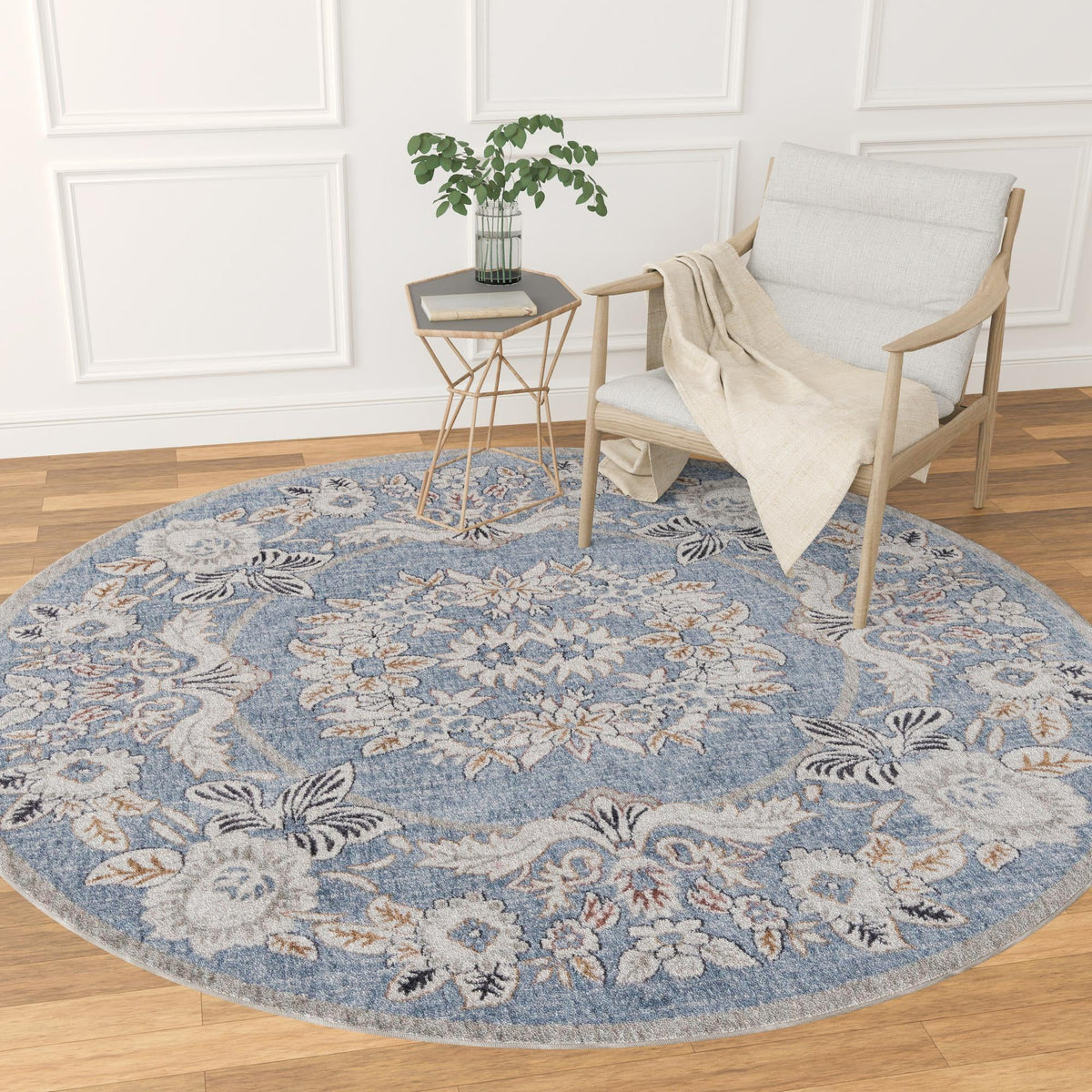 Heritage Harbor Collection Area Rug -  Seabreeze Round Harbor Blue  lifestyle 154