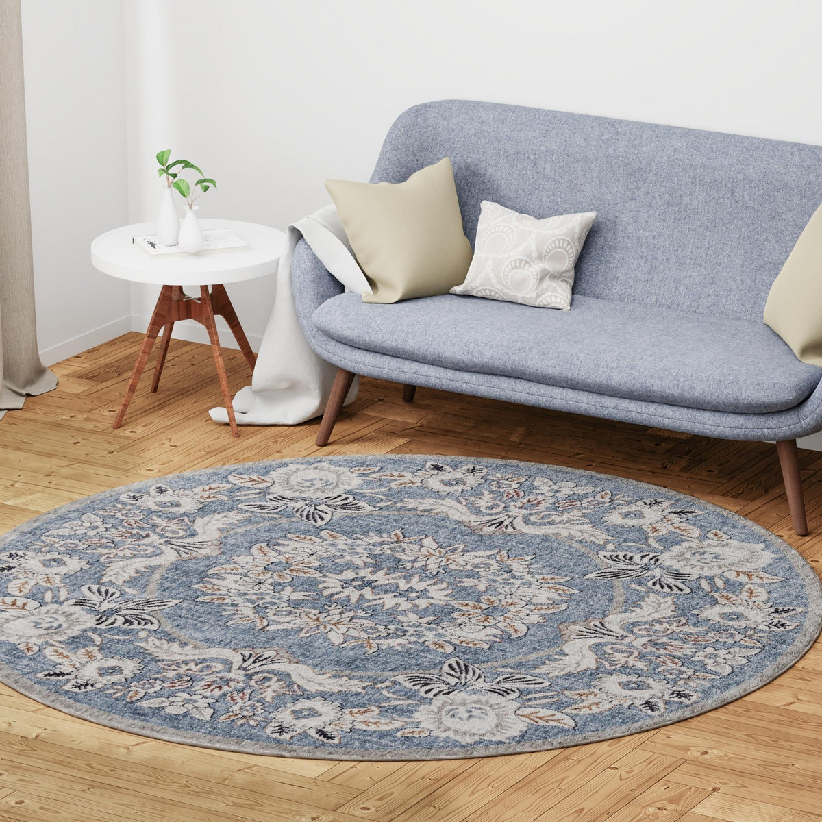 Heritage Harbor Collection Area Rug -  Seabreeze Round Harbor Blue  lifestyle 160