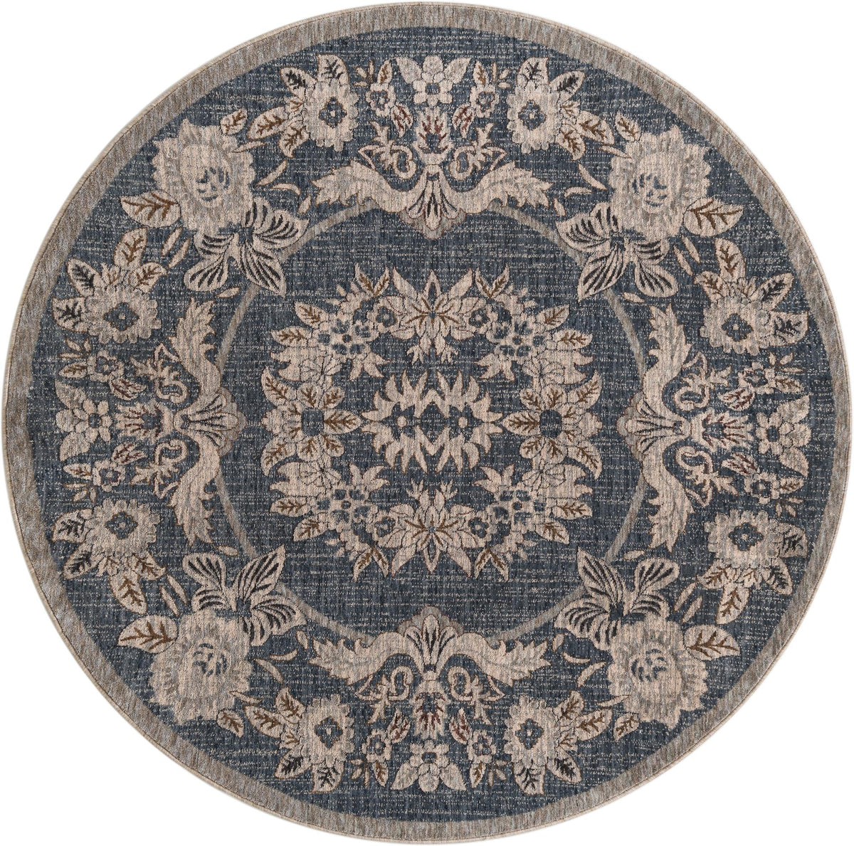 Heritage Harbor Collection Area Rug -  Seabreeze Round Harbor Blue  lifestyle 146